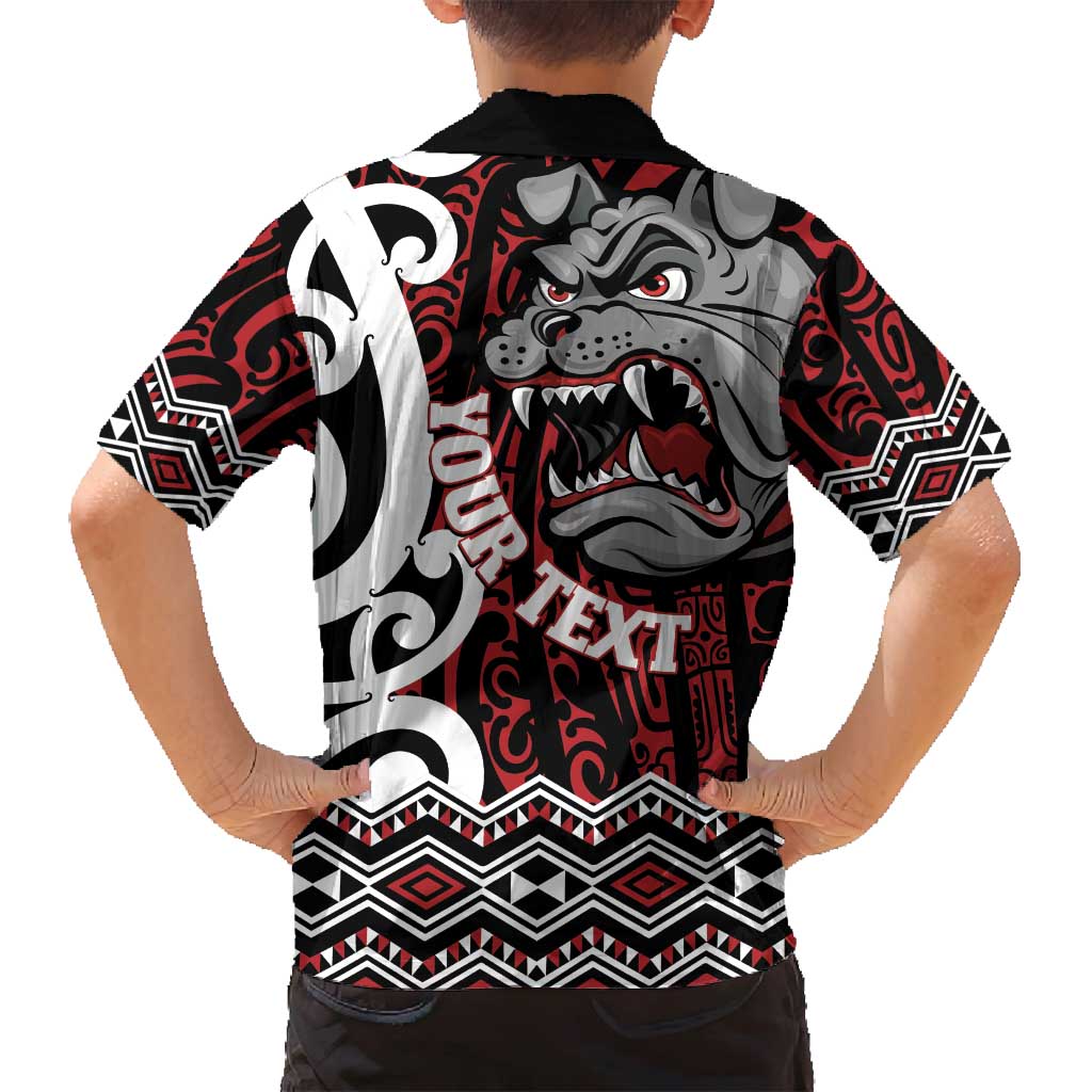 Personalised Aotearoa Bulldog Family Matching Long Sleeve Bodycon Dress and Hawaiian Shirt New Zealand Maori Taniko Art LT14 - Polynesian Pride