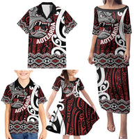 Personalised Aotearoa Bulldog Family Matching Puletasi and Hawaiian Shirt New Zealand Maori Taniko Art LT14 - Polynesian Pride