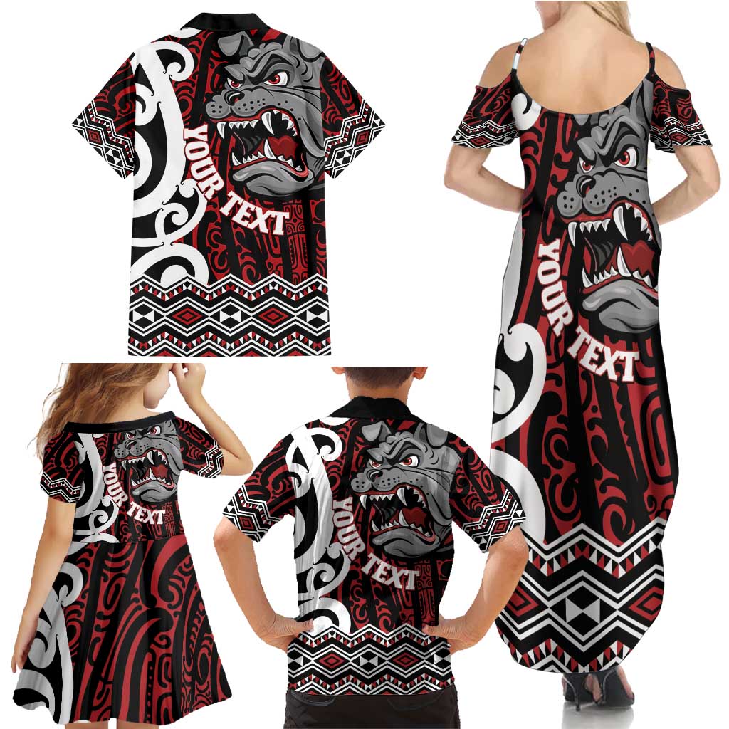 Personalised Aotearoa Bulldog Family Matching Summer Maxi Dress and Hawaiian Shirt New Zealand Maori Taniko Art LT14 - Polynesian Pride