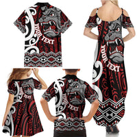 Personalised Aotearoa Bulldog Family Matching Summer Maxi Dress and Hawaiian Shirt New Zealand Maori Taniko Art LT14 - Polynesian Pride