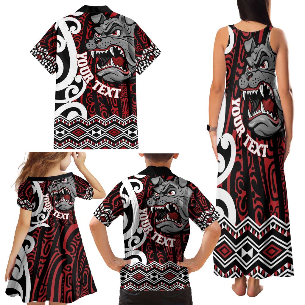 Personalised Aotearoa Bulldog Family Matching Tank Maxi Dress and Hawaiian Shirt New Zealand Maori Taniko Art LT14 - Polynesian Pride