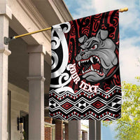 Personalised Aotearoa Bulldog Garden Flag New Zealand Maori Taniko Art LT14 House Flag Red - Polynesian Pride