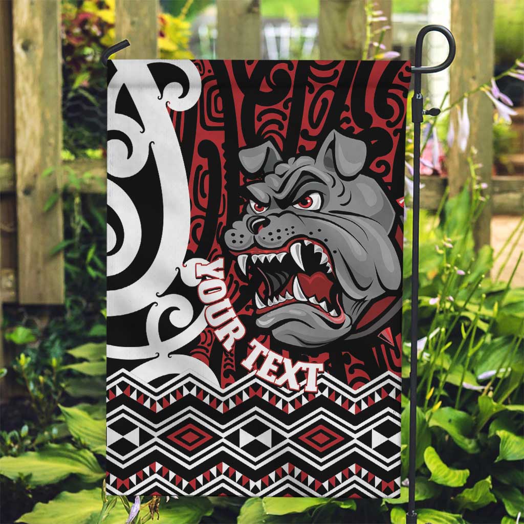 Personalised Aotearoa Bulldog Garden Flag New Zealand Maori Taniko Art LT14 Garden Flag Red - Polynesian Pride