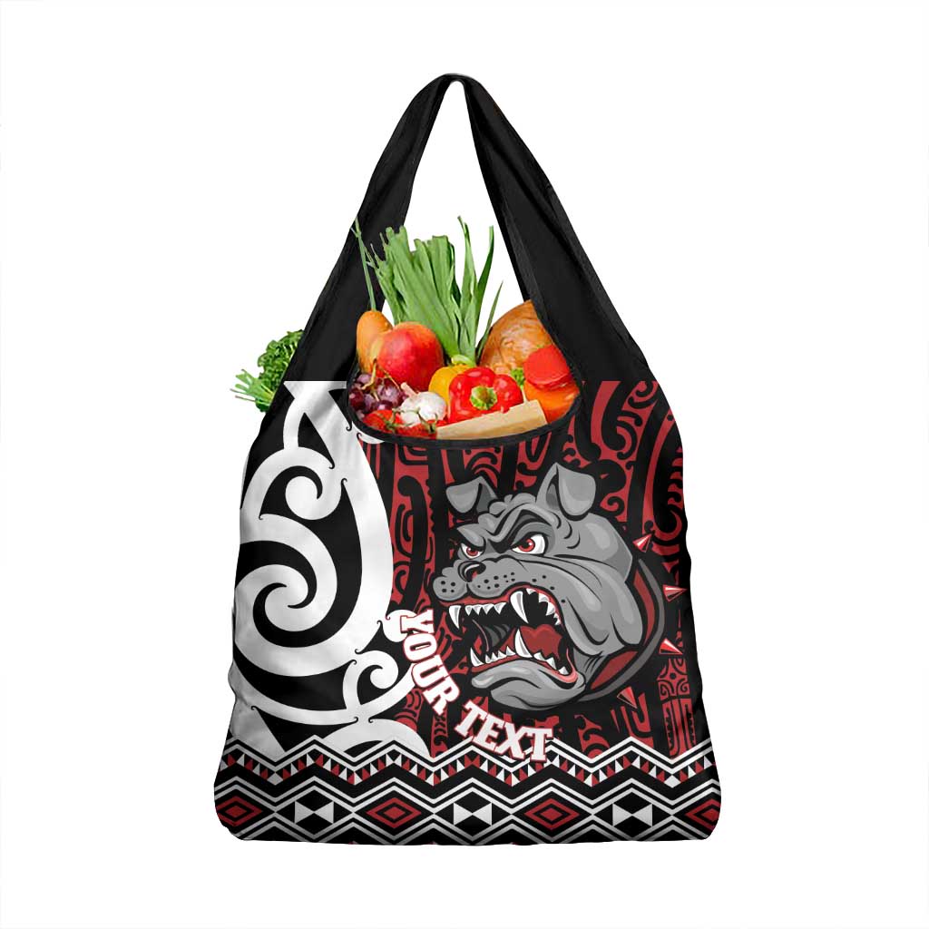 Personalised Aotearoa Bulldog Grocery Bag New Zealand Maori Taniko Art LT14 1-pack One Size Red - Polynesian Pride