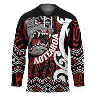 Personalised Aotearoa Bulldog Hockey Jersey New Zealand Maori Taniko Art LT14 Unisex Red - Polynesian Pride