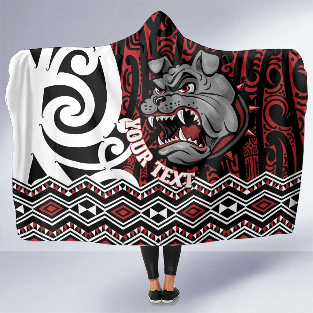 Personalised Aotearoa Bulldog Hooded Blanket New Zealand Maori Taniko Art LT14 One Size Red - Polynesian Pride