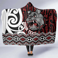 Personalised Aotearoa Bulldog Hooded Blanket New Zealand Maori Taniko Art LT14 One Size Red - Polynesian Pride