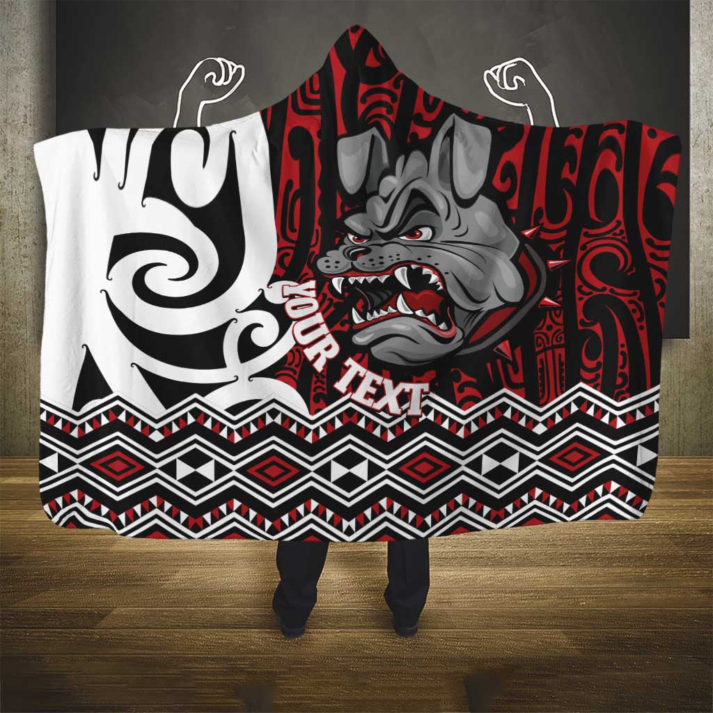 Personalised Aotearoa Bulldog Hooded Blanket New Zealand Maori Taniko Art LT14 - Polynesian Pride