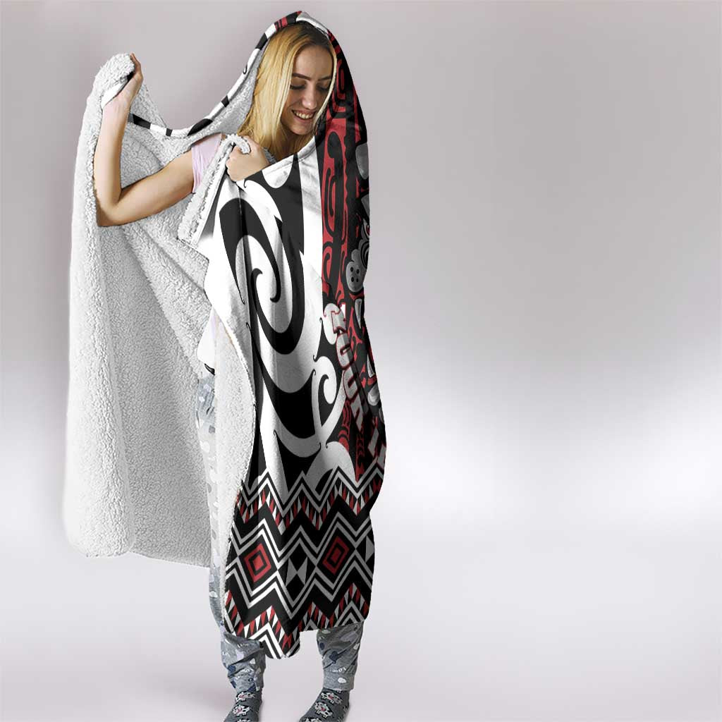 Personalised Aotearoa Bulldog Hooded Blanket New Zealand Maori Taniko Art LT14 - Polynesian Pride