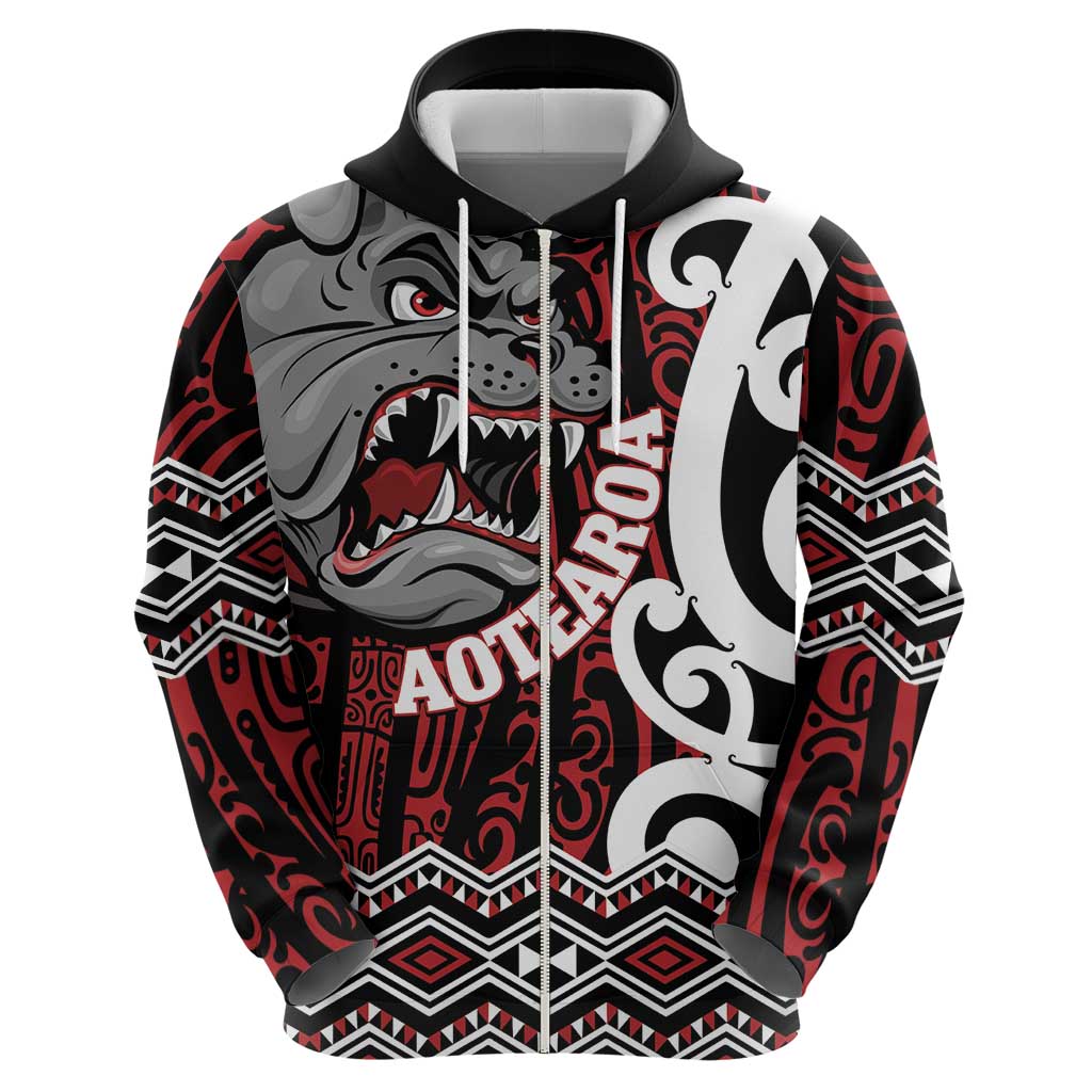 Personalised Aotearoa Bulldog Hoodie New Zealand Maori Taniko Art LT14 - Polynesian Pride