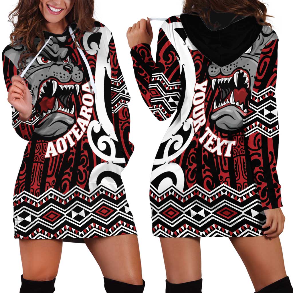 Personalised Aotearoa Bulldog Hoodie Dress New Zealand Maori Taniko Art LT14 - Polynesian Pride