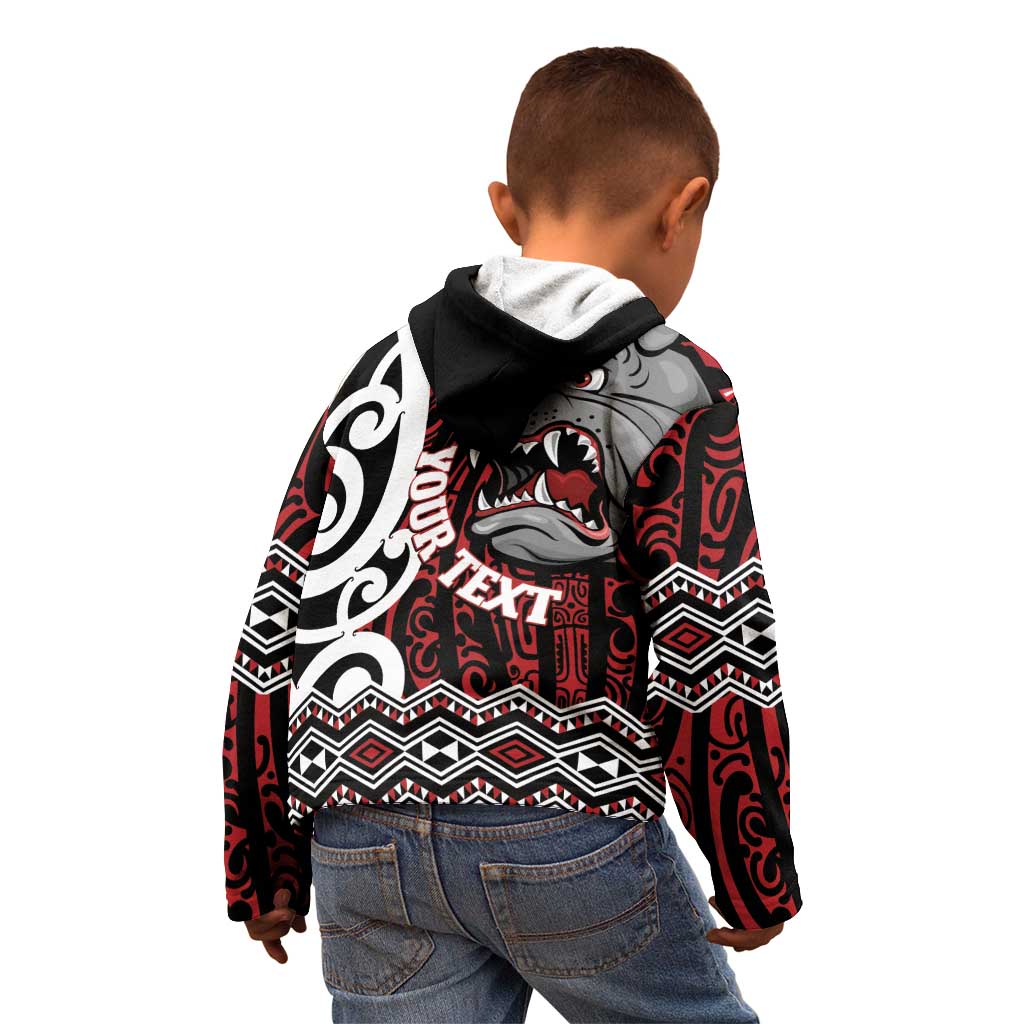 Personalised Aotearoa Bulldog Kid Hoodie New Zealand Maori Taniko Art LT14 - Polynesian Pride