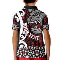 Personalised Aotearoa Bulldog Kid Polo Shirt New Zealand Maori Taniko Art LT14 - Polynesian Pride