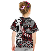 Personalised Aotearoa Bulldog Kid T Shirt New Zealand Maori Taniko Art LT14 - Polynesian Pride