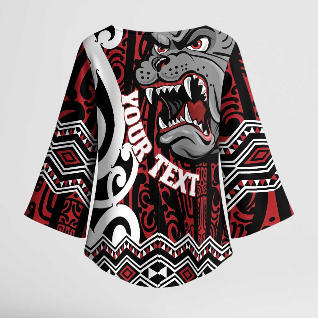 Personalised Aotearoa Bulldog Kimono Sleeve Blouse New Zealand Maori Taniko Art LT14 - Polynesian Pride