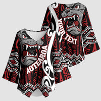 Personalised Aotearoa Bulldog Kimono Sleeve Blouse New Zealand Maori Taniko Art LT14 - Polynesian Pride