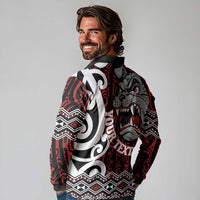 Personalised Aotearoa Bulldog Long Sleeve Polo Shirt New Zealand Maori Taniko Art LT14 - Polynesian Pride