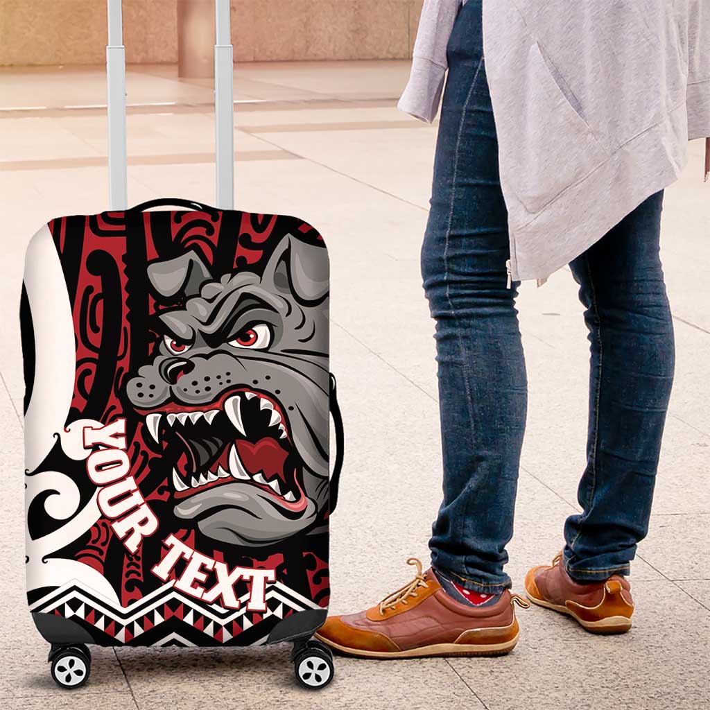 Personalised Aotearoa Bulldog Luggage Cover New Zealand Maori Taniko Art LT14 Red - Polynesian Pride