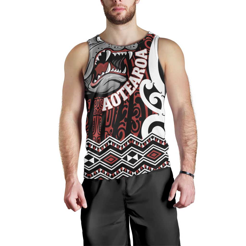 Personalised Aotearoa Bulldog Men Tank Top New Zealand Maori Taniko Art LT14 - Polynesian Pride
