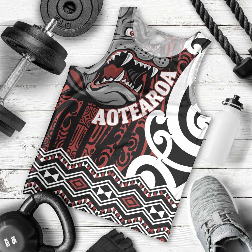 Personalised Aotearoa Bulldog Men Tank Top New Zealand Maori Taniko Art LT14 - Polynesian Pride