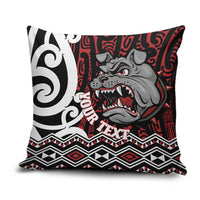 Personalised Aotearoa Bulldog Pillow Cover New Zealand Maori Taniko Art LT14 Red - Polynesian Pride