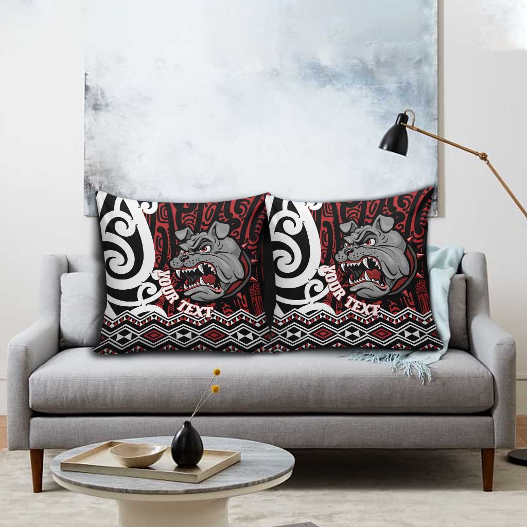 Personalised Aotearoa Bulldog Pillow Cover New Zealand Maori Taniko Art LT14 - Polynesian Pride
