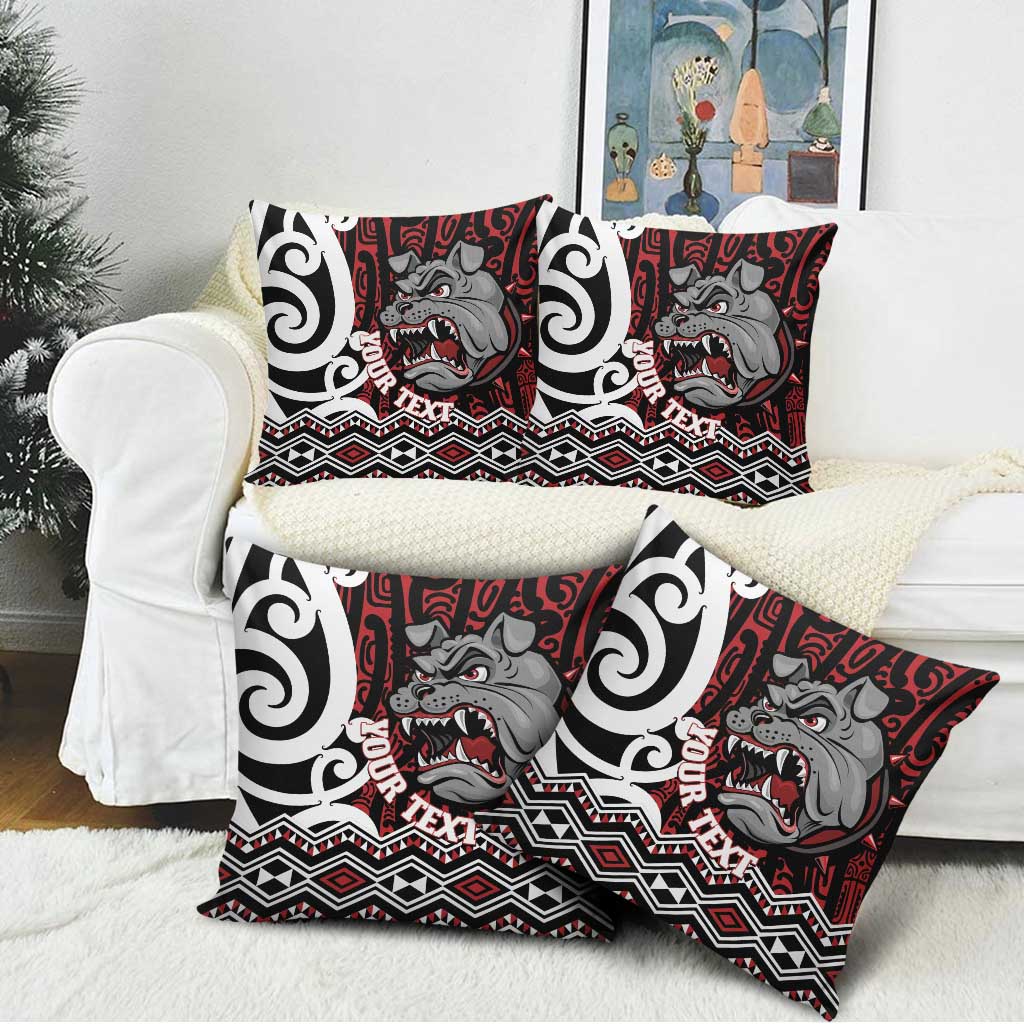 Personalised Aotearoa Bulldog Pillow Cover New Zealand Maori Taniko Art LT14 - Polynesian Pride