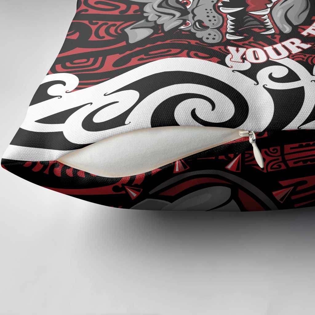 Personalised Aotearoa Bulldog Pillow Cover New Zealand Maori Taniko Art LT14 - Polynesian Pride