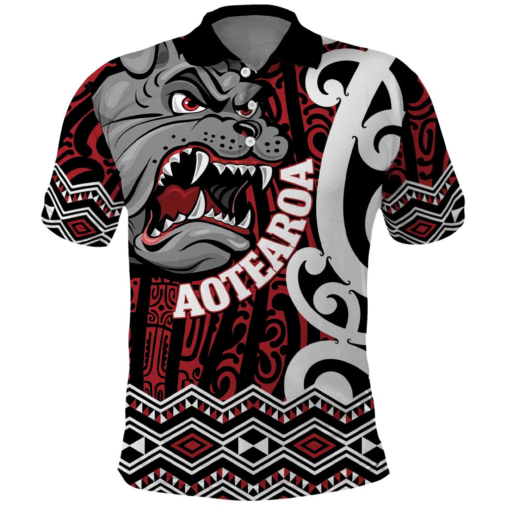 Personalised Aotearoa Bulldog Polo Shirt New Zealand Maori Taniko Art LT14 Red - Polynesian Pride