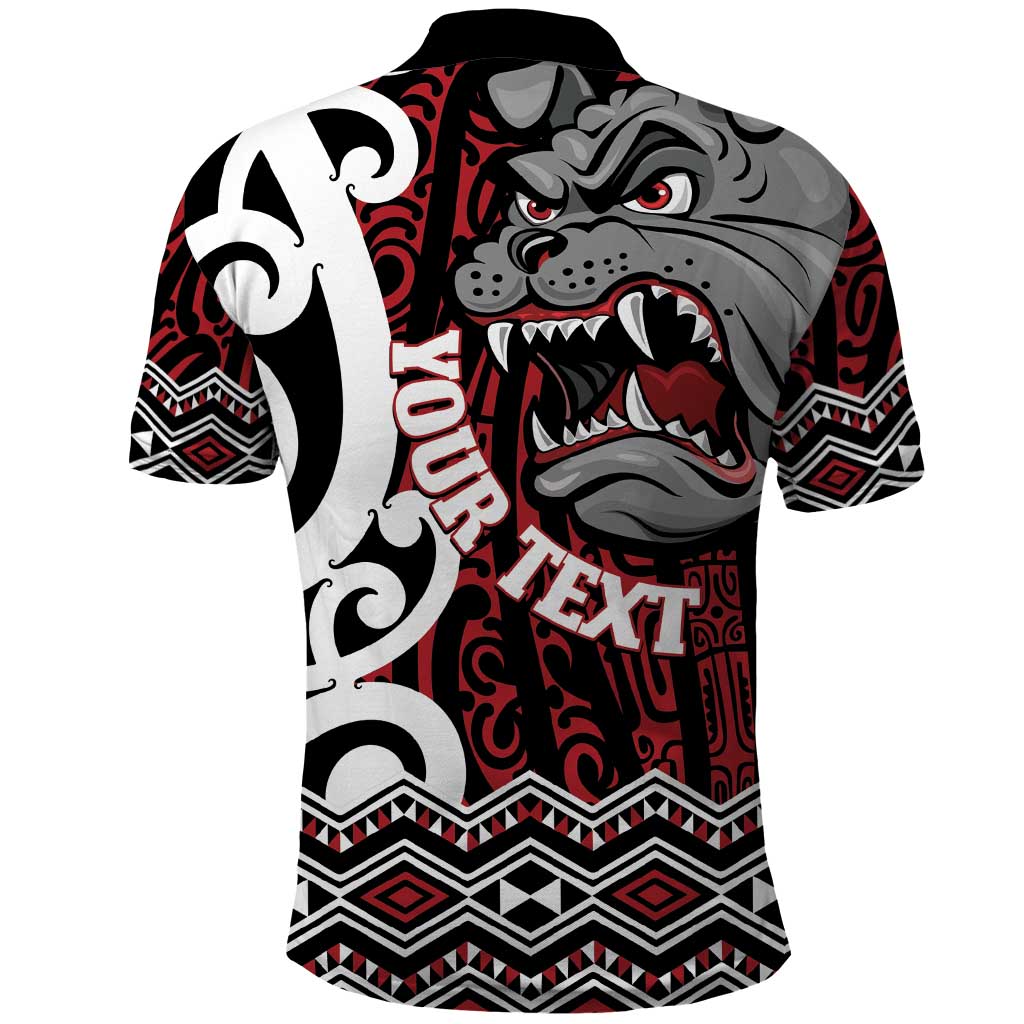 Personalised Aotearoa Bulldog Polo Shirt New Zealand Maori Taniko Art LT14 - Polynesian Pride