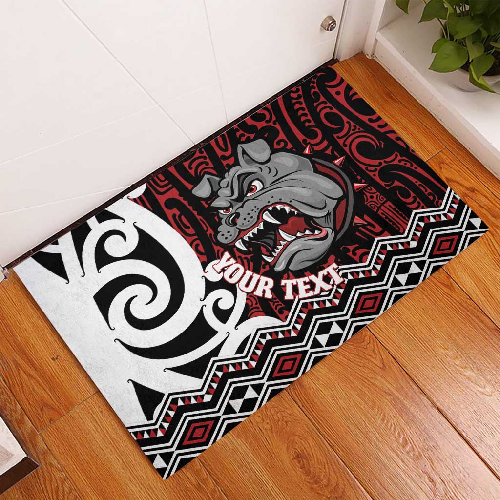 Personalised Aotearoa Bulldog Rubber Doormat New Zealand Maori Taniko Art LT14 - Polynesian Pride