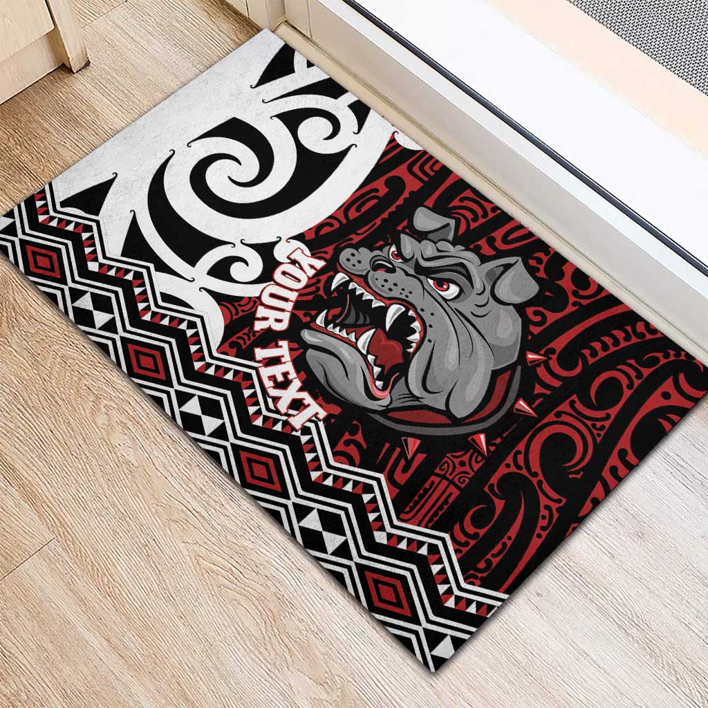 Personalised Aotearoa Bulldog Rubber Doormat New Zealand Maori Taniko Art LT14 - Polynesian Pride