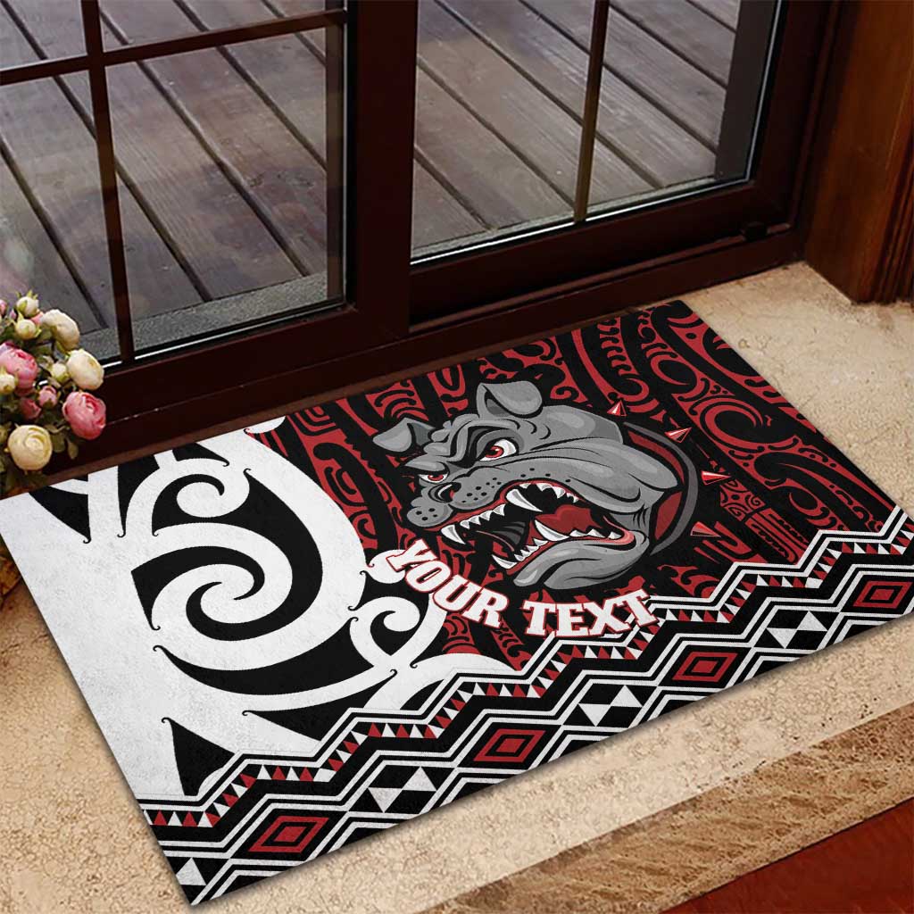Personalised Aotearoa Bulldog Rubber Doormat New Zealand Maori Taniko Art LT14 - Polynesian Pride