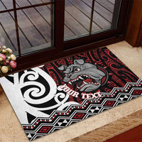 Personalised Aotearoa Bulldog Rubber Doormat New Zealand Maori Taniko Art LT14 - Polynesian Pride