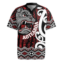 Personalised Aotearoa Bulldog Rugby Jersey New Zealand Maori Taniko Art LT14 Red - Polynesian Pride