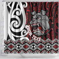 Personalised Aotearoa Bulldog Shower Curtain New Zealand Maori Taniko Art LT14 - Polynesian Pride