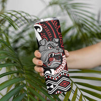 Personalised Aotearoa Bulldog Skinny Tumbler New Zealand Maori Taniko Art LT14 - Polynesian Pride