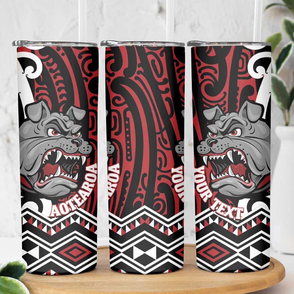 Personalised Aotearoa Bulldog Skinny Tumbler New Zealand Maori Taniko Art LT14 - Polynesian Pride