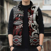 Personalised Aotearoa Bulldog Sleeveless Puffer Jacket New Zealand Maori Taniko Art LT14 - Polynesian Pride