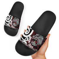 Personalised Aotearoa Bulldog Slide Sandals New Zealand Maori Taniko Art LT14 - Polynesian Pride
