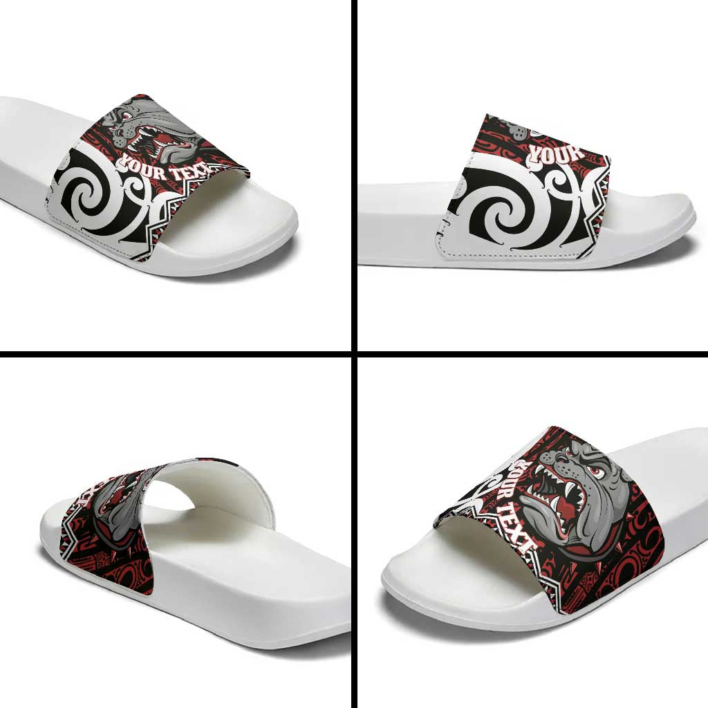 Personalised Aotearoa Bulldog Slide Sandals New Zealand Maori Taniko Art LT14 - Polynesian Pride