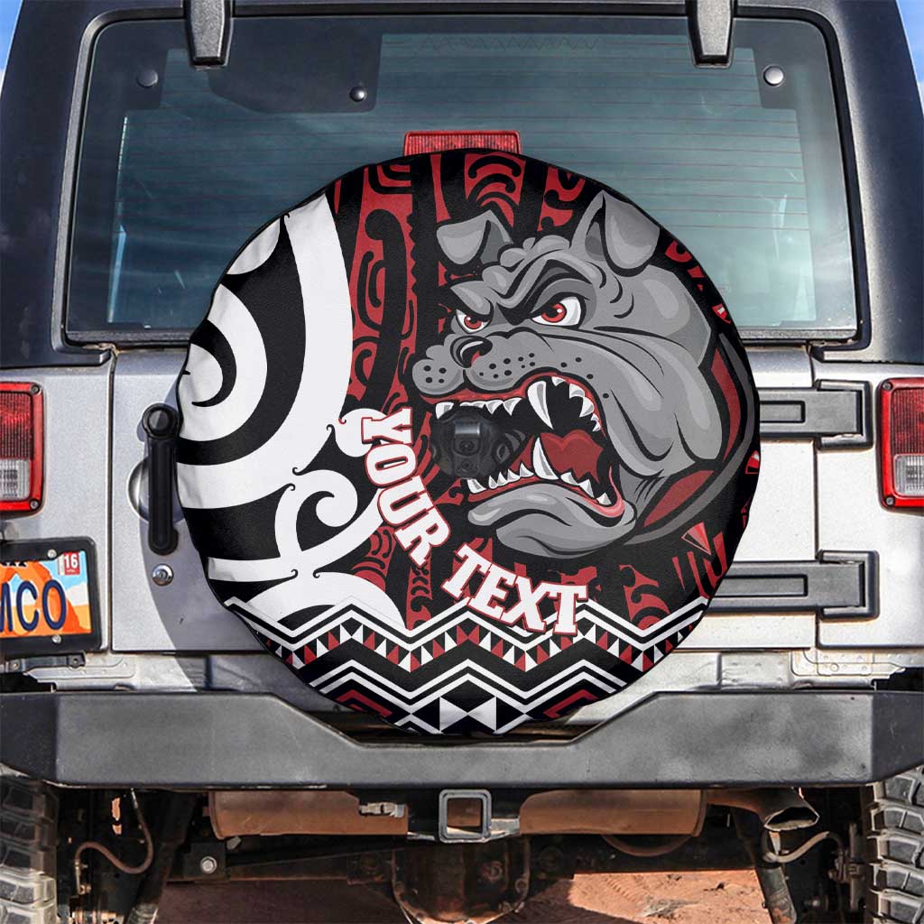 Personalised Aotearoa Bulldog Spare Tire Cover New Zealand Maori Taniko Art LT14 Red - Polynesian Pride