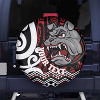Personalised Aotearoa Bulldog Spare Tire Cover New Zealand Maori Taniko Art LT14 No hole Red - Polynesian Pride