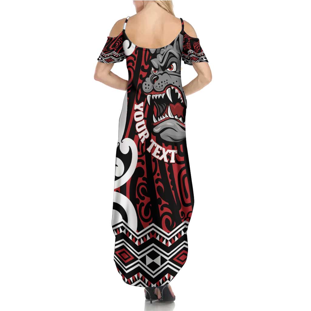 Personalised Aotearoa Bulldog Summer Maxi Dress New Zealand Maori Taniko Art LT14 - Polynesian Pride