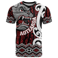 Personalised Aotearoa Bulldog T Shirt New Zealand Maori Taniko Art LT14 Red - Polynesian Pride