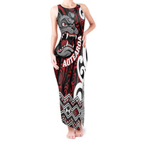 Personalised Aotearoa Bulldog Tank Maxi Dress New Zealand Maori Taniko Art LT14 Women Red - Polynesian Pride