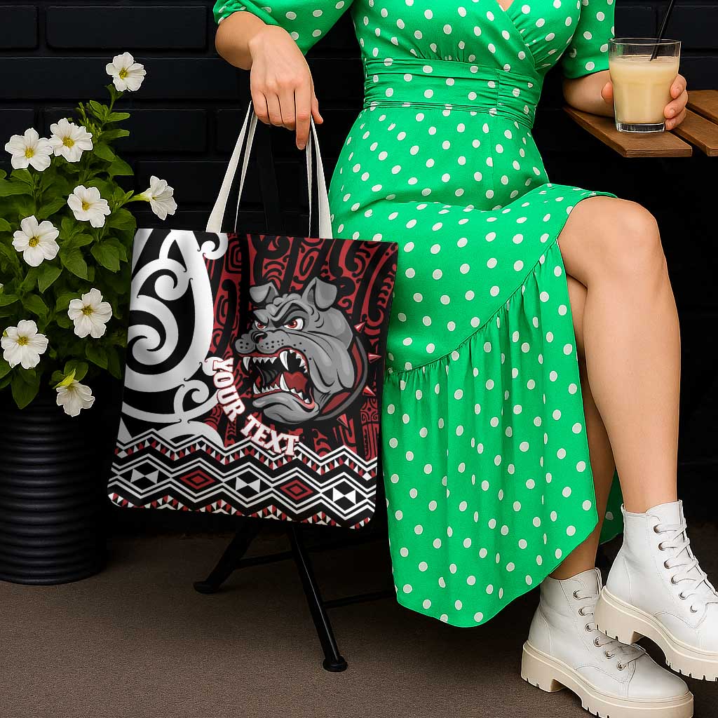 Personalised Aotearoa Bulldog Tote Bag New Zealand Maori Taniko Art LT14 - Polynesian Pride