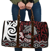Personalised Aotearoa Bulldog Travel Bag New Zealand Maori Taniko Art LT14 Red - Polynesian Pride