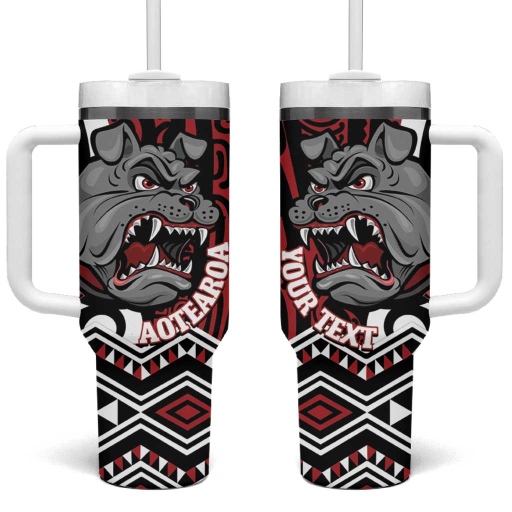 Personalised Aotearoa Bulldog Tumbler With Handle New Zealand Maori Taniko Art LT14 One Size: 40 oz Red - Polynesian Pride