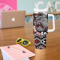 Personalised Aotearoa Bulldog Tumbler With Handle New Zealand Maori Taniko Art LT14 - Polynesian Pride